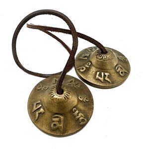 Tibetan Tingsha Lucky Symbols approx 6cm Gold