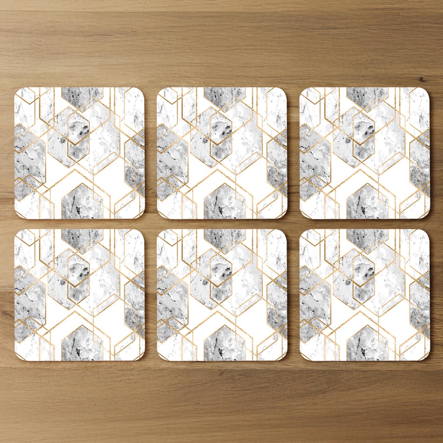 Geometric Marble Pattern With Gold Glitter Coaster - Gold