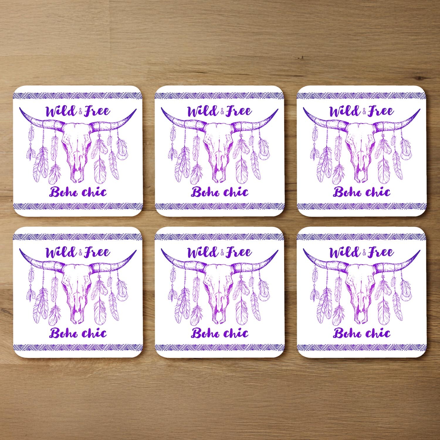 Boho Chic Native American Coaster - Purple