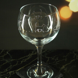 Engraved Set of 4 Cubata Cubata Gin Balloon 22.5oz Cat Pattern Design
