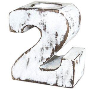 Handmade White-Washed Wooden Birthday Number 2