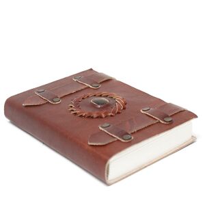 Leather Tigereye with Belts Notebook Maroon