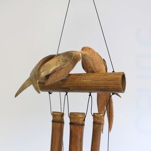 Coconut Twin Birds Bamboo Wind Chimes Set