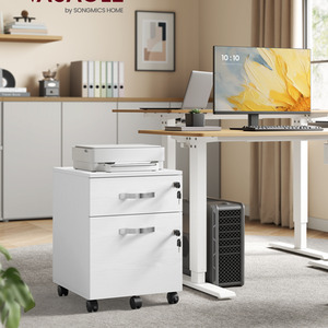 White VASAGLE Lockable File Cabinet with 2 Drawers shot 12109679