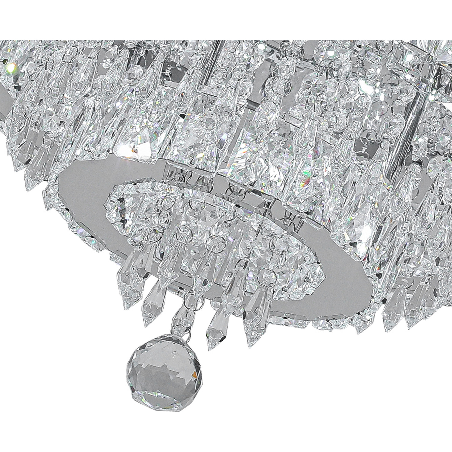 Elegant Crystal Layers Round Ceiling Light - Silver