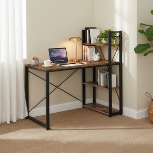 Computer Desk, Writing Desk with Storage Shelves on Left or Right,