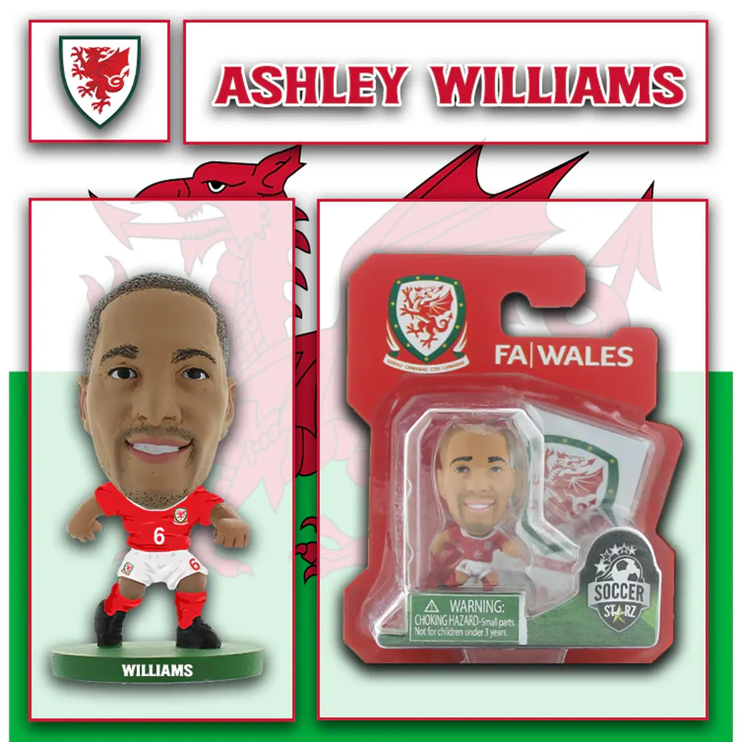 SoccerStarz Wales Ashley Williams 5cm Figure - Red