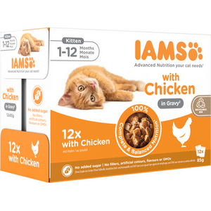 Pack of 12 Iams Delights Kitten Chicken in Gravy Pouches