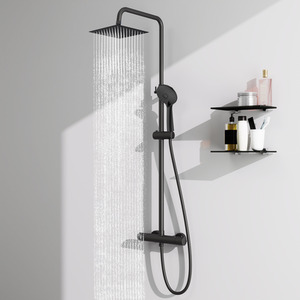 Exposed Thermostatic Mixer Shower Set with Twin Head Adjustable Sliding Rail