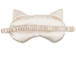 White Cat Face Satin Eye Mask - Soft, Comfortable Sleep Mask for Travel  Naps