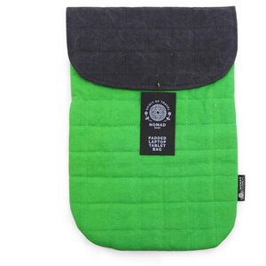 Frog Green 14oz Stonewashed Laptop Pouch Padded Quilted Fits 13 Devices
