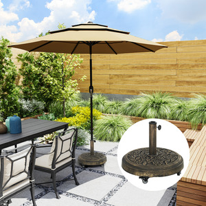 Outsunny Parasol Base Umbrella Base with Wheels 21KG Cast Iron Effect