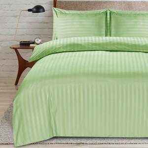 satin-stripe single sage duvet