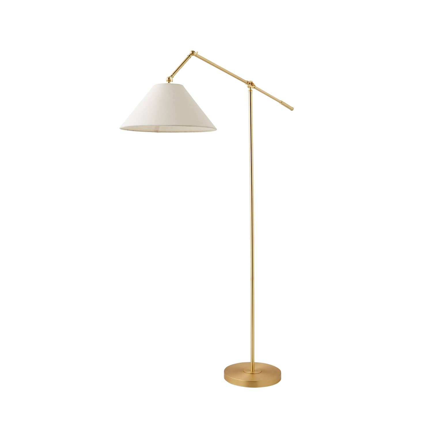 ValueLights Layla Adjustable Angled Floor Lamp with Tapered Linen Lamp Shade in Gold - Image 3