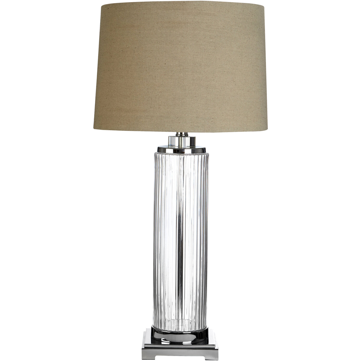 Alona Table Lamp With Stone Linen Shade - Brown