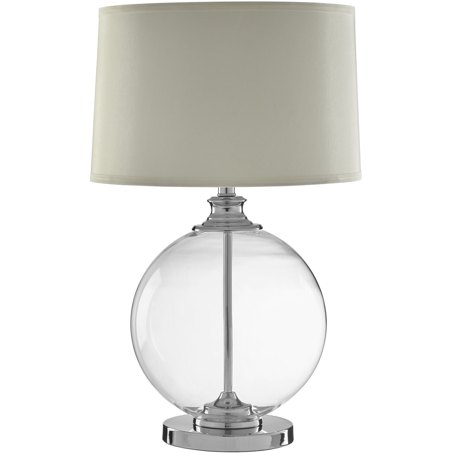 Edna Small Round Glass Table Lamp  Ivory Silk Shade - White