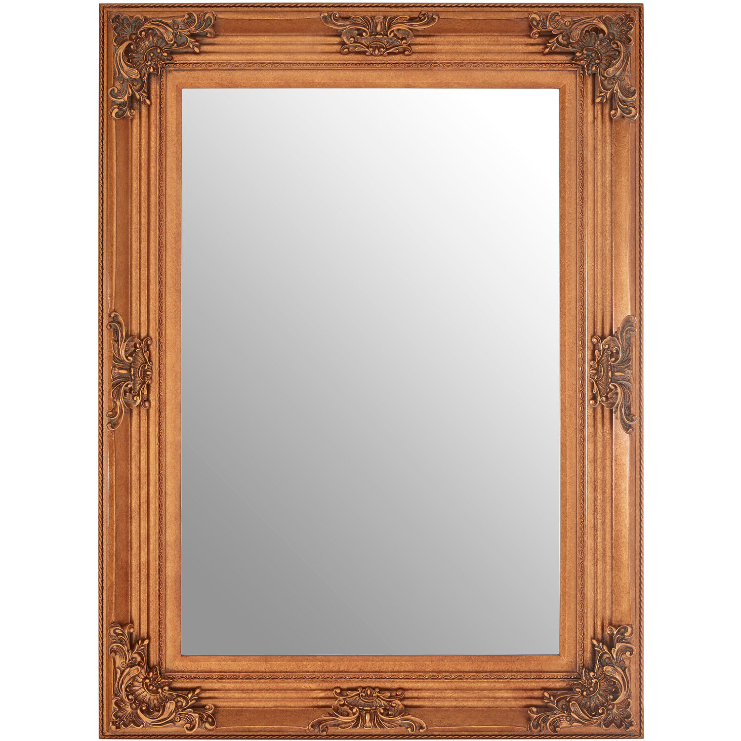 Adelere Champagne Finish Square Ornate Wall Mirror - Gold