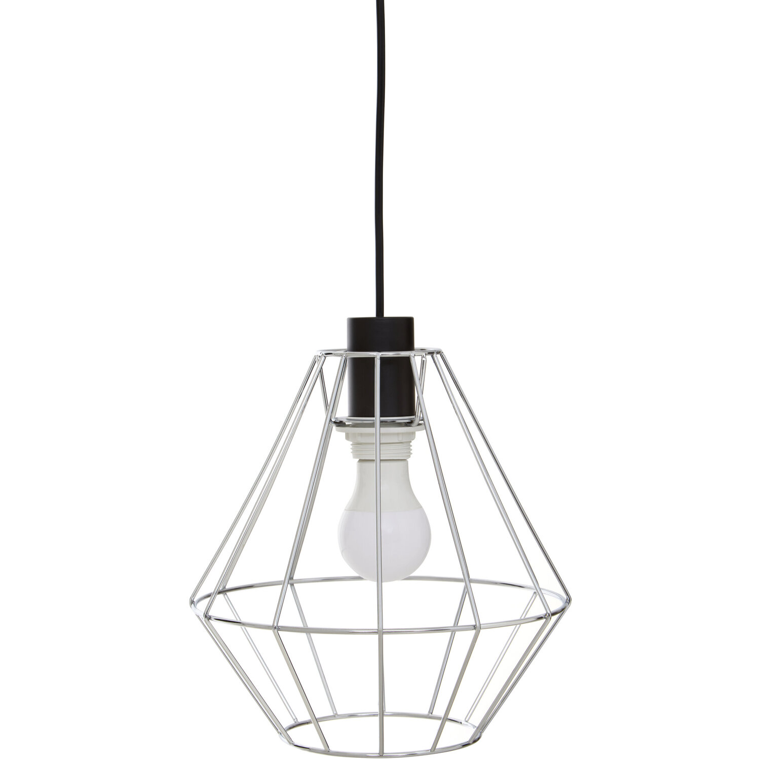 Wyra Chrome Cage Pendant Light - Silver