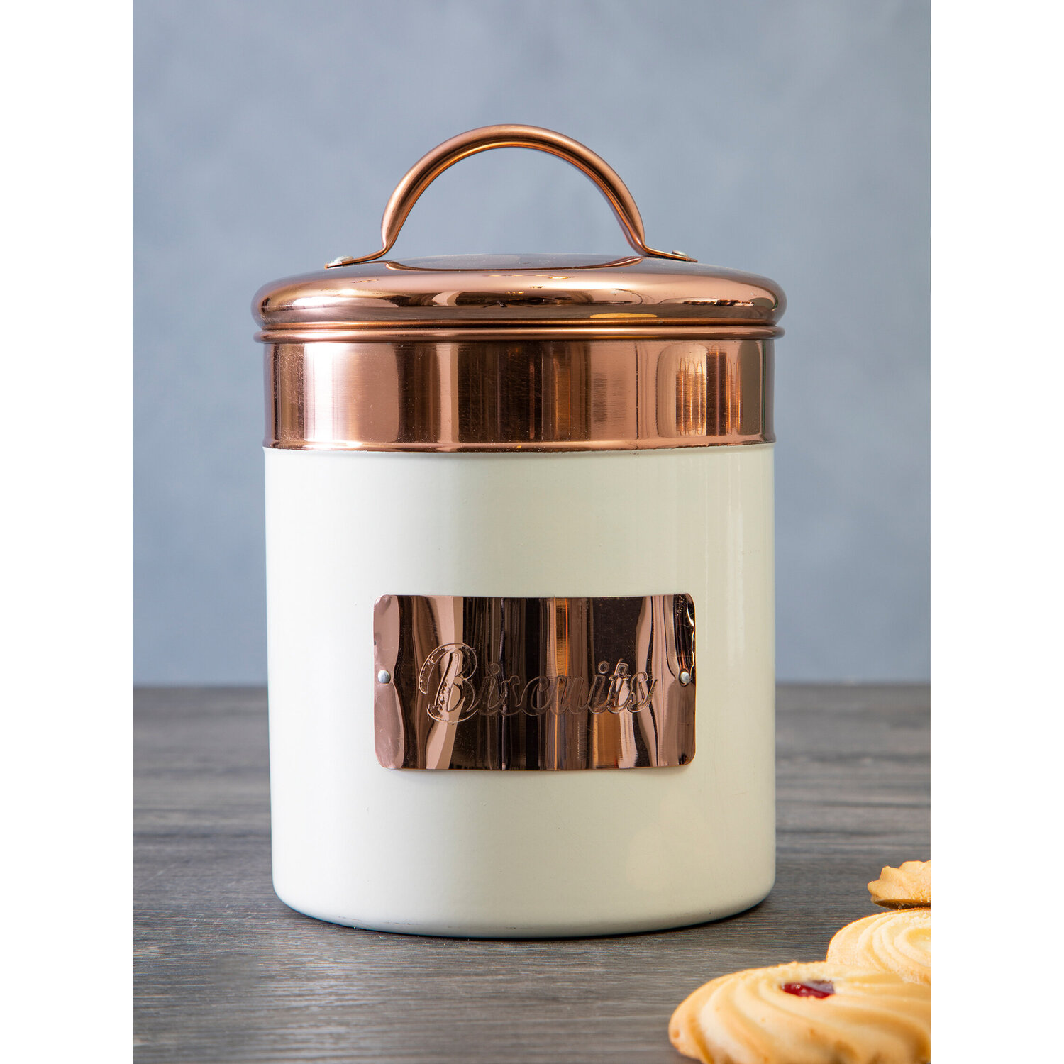 Prescott Cream And Copper Biscuit Canister - Cream
