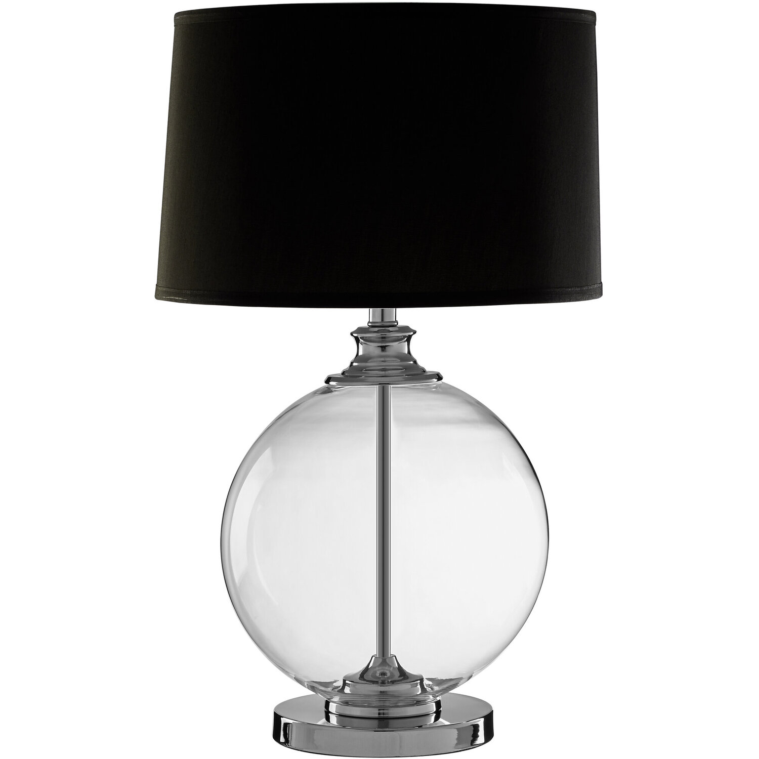 Edna Small Glass Table Lamp with Black Silk Shade - Black