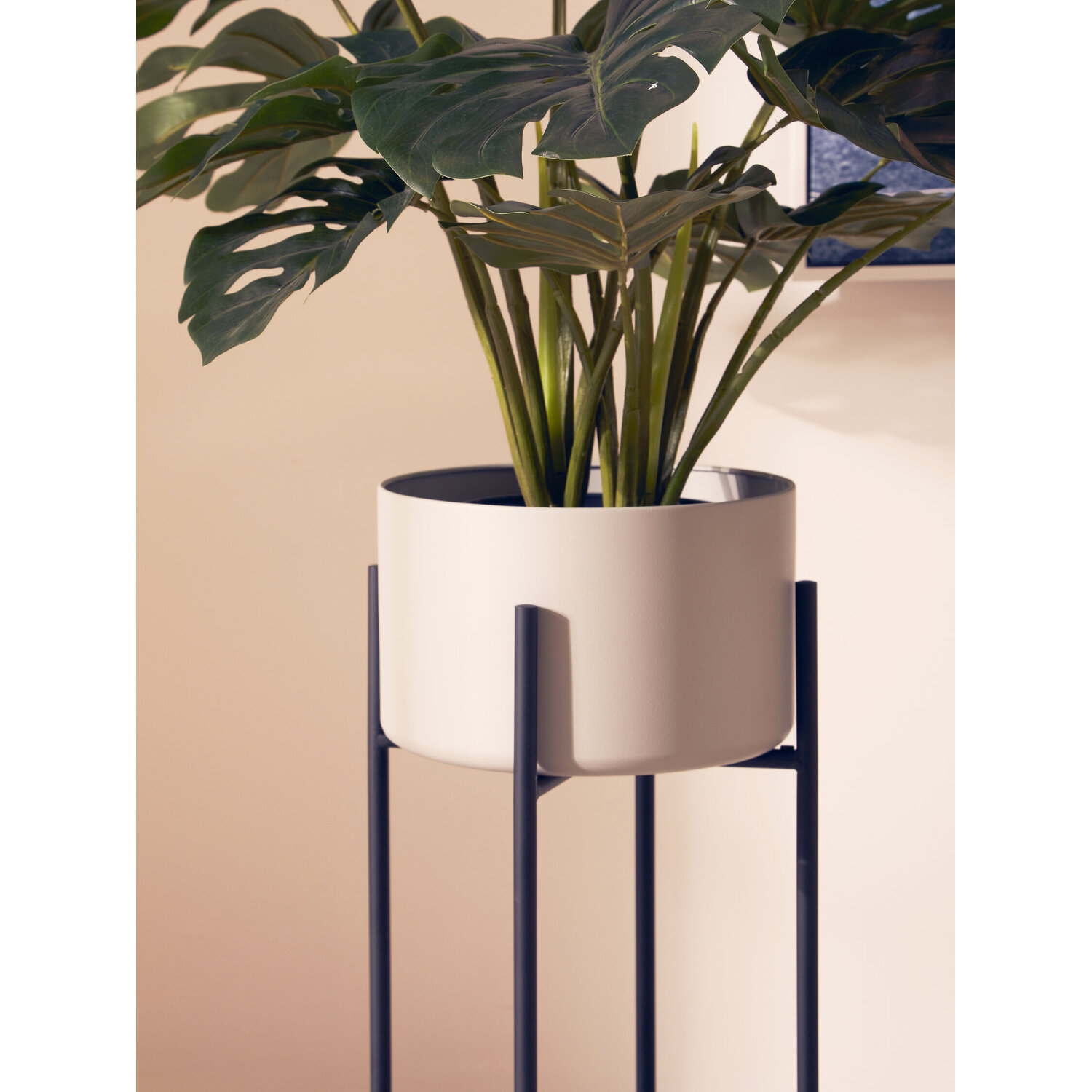 Interiors By Premier Trosa Large Grey And Black Floor Standing Planter - Grey