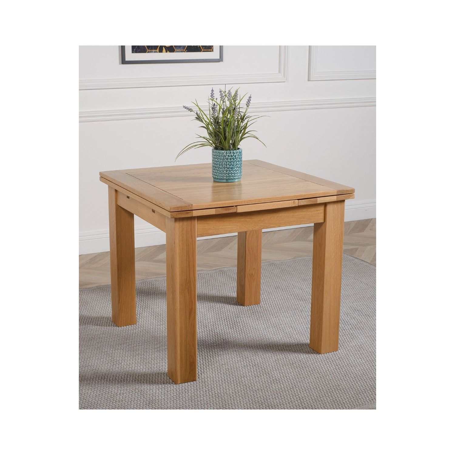 Thats Furniture Richmond 90-150Cm Oak Extending Dining Table + 4 Washington Leather Chairs - Black