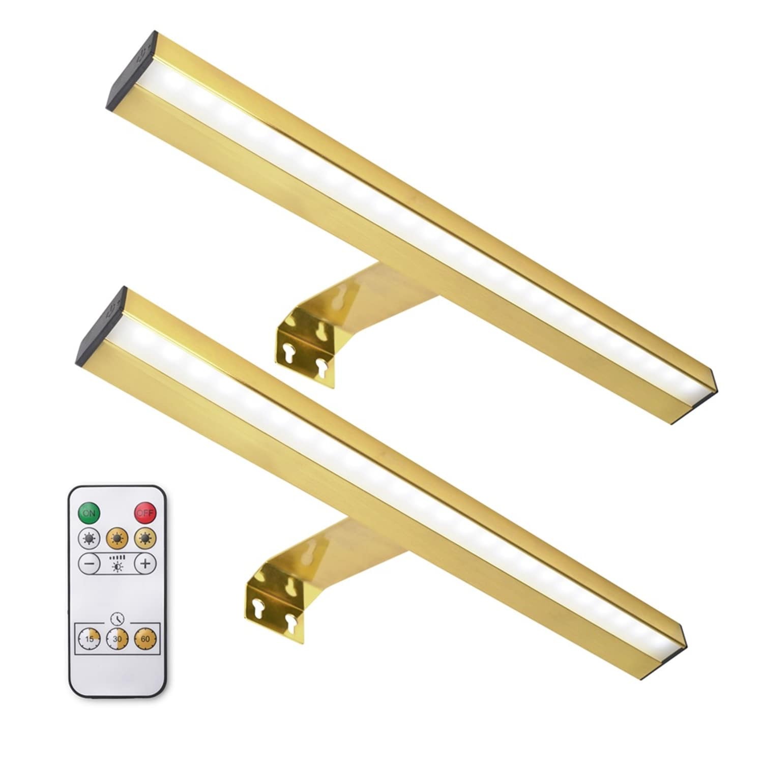Valuelights Ryle Easy Fit Touch Dimmer Rechargeable Picture Wall Light - Gold / 2