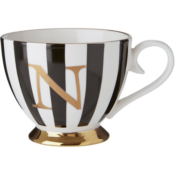 Duchess Black and White Monogram Mug, N