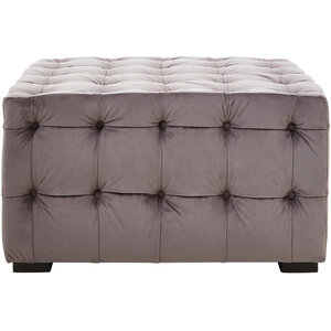 Stella Grey Velvet Button Tufted Stool