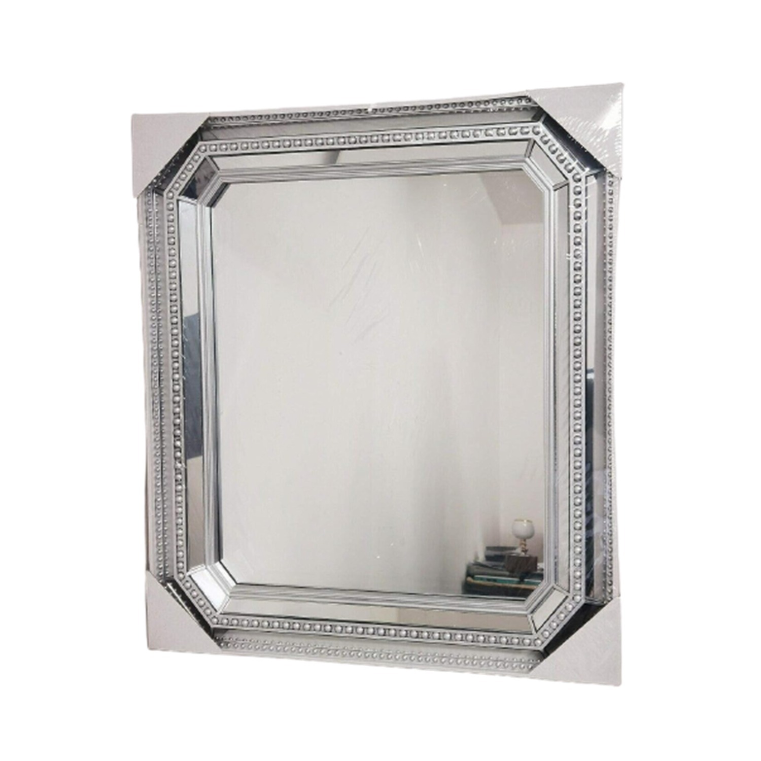Image of Overmantle Rectangle Shape Wall Mirror Beaded&hellip;