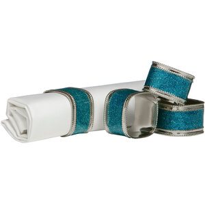 Set Of Four Turquoise Glitter Napkin Rings