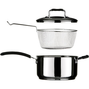 Tenzo 22 cm Stainless Steel Chip Pan with Glass Lid and Wire Basket