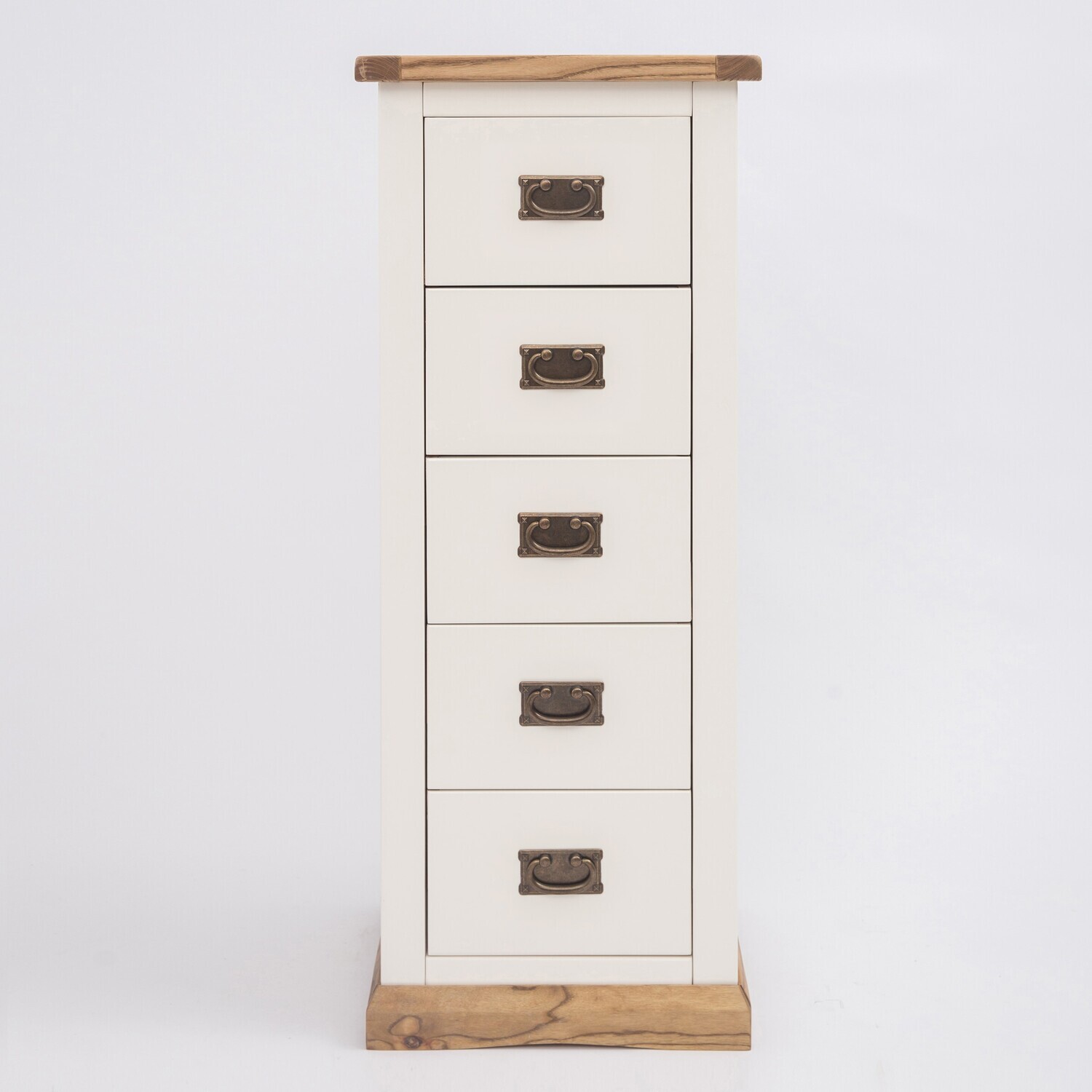 Cabinet Bits Tropea 5 Drawer Narrow Chest - White / Brass
