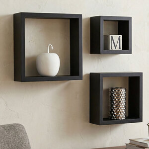 Kayli Set Of Three Black Wall Cubes