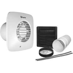 Simply Silent DX100 Twin-Speed 100mm Wall Extractor Fan with 300mm Telescopic Wall Kit - Cool White