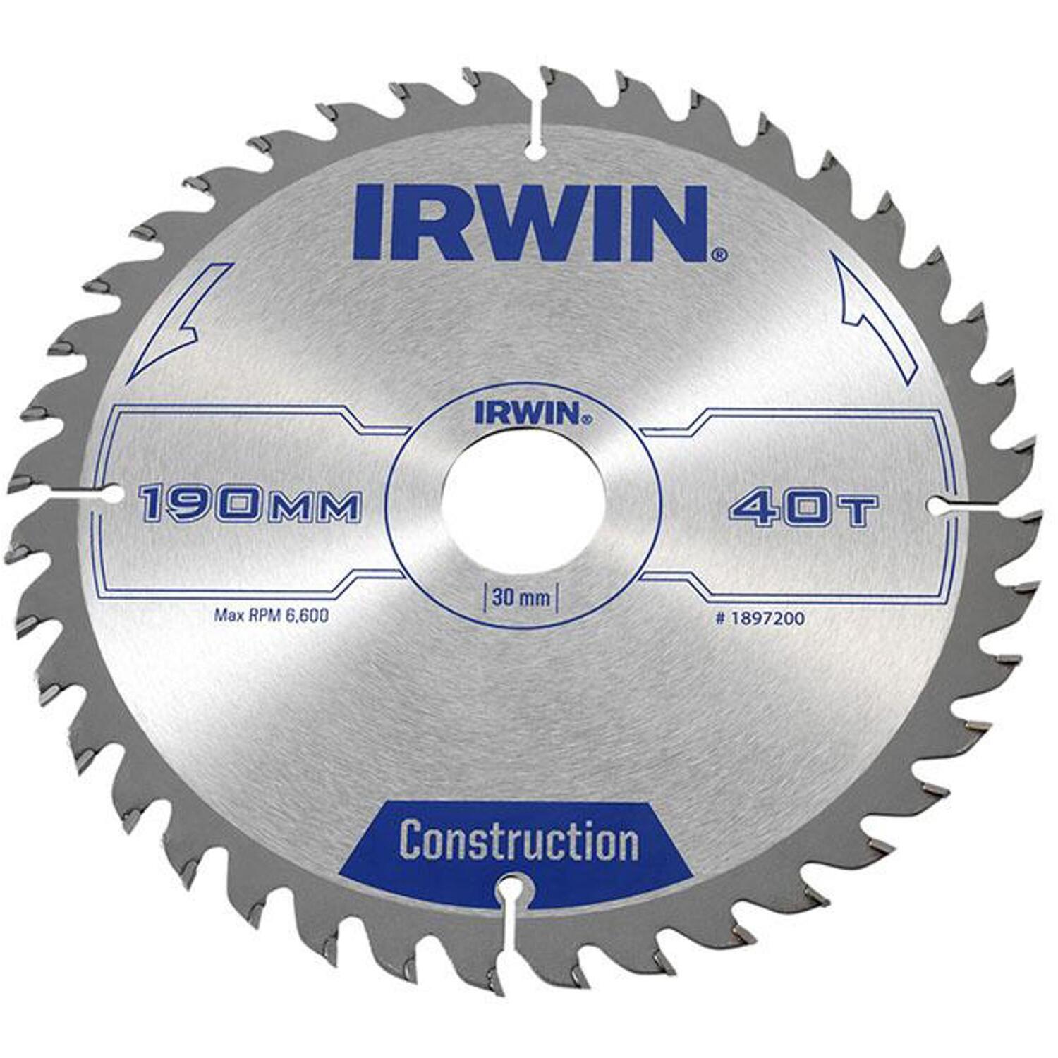IRWIN® 1897200 Construction Circular Saw Blade 190 x 30mm x 40T ATB - Image 9