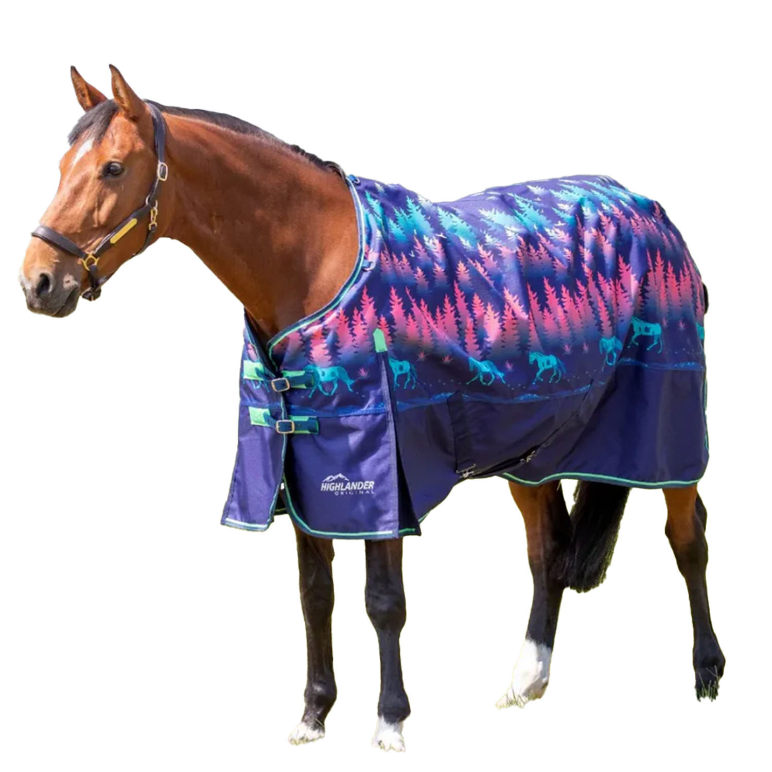 Highlander Original Lite Standard-Neck Horse Turnout Rug - Navy / Fabric