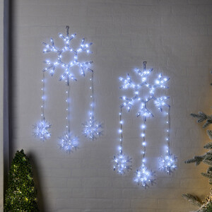 Pack of 2 LED Hanging Snowflake Lights