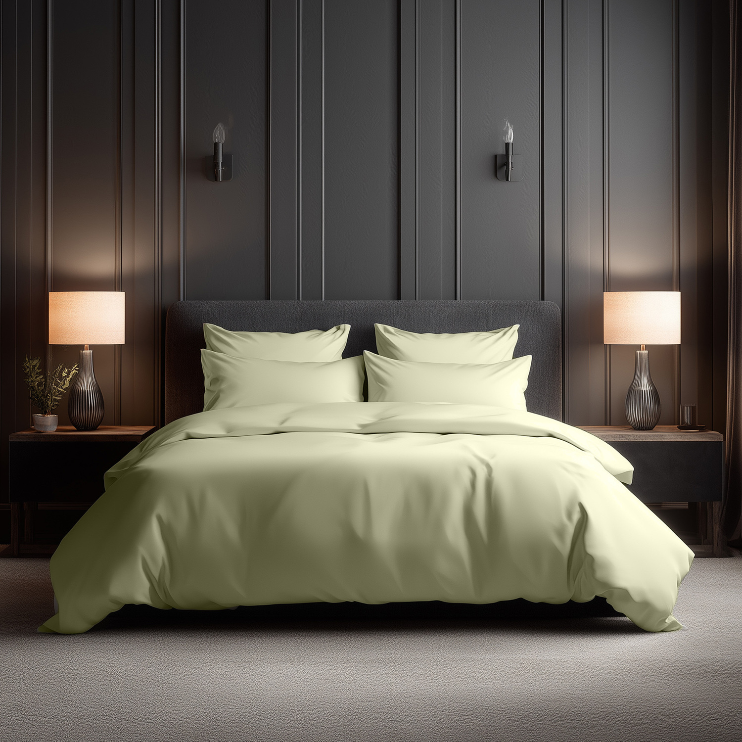 Luxury 400TC Cotton Sateen Hotel Quality Duvet Cover And Pillowcase Set Bed Linen - Cream / Superking