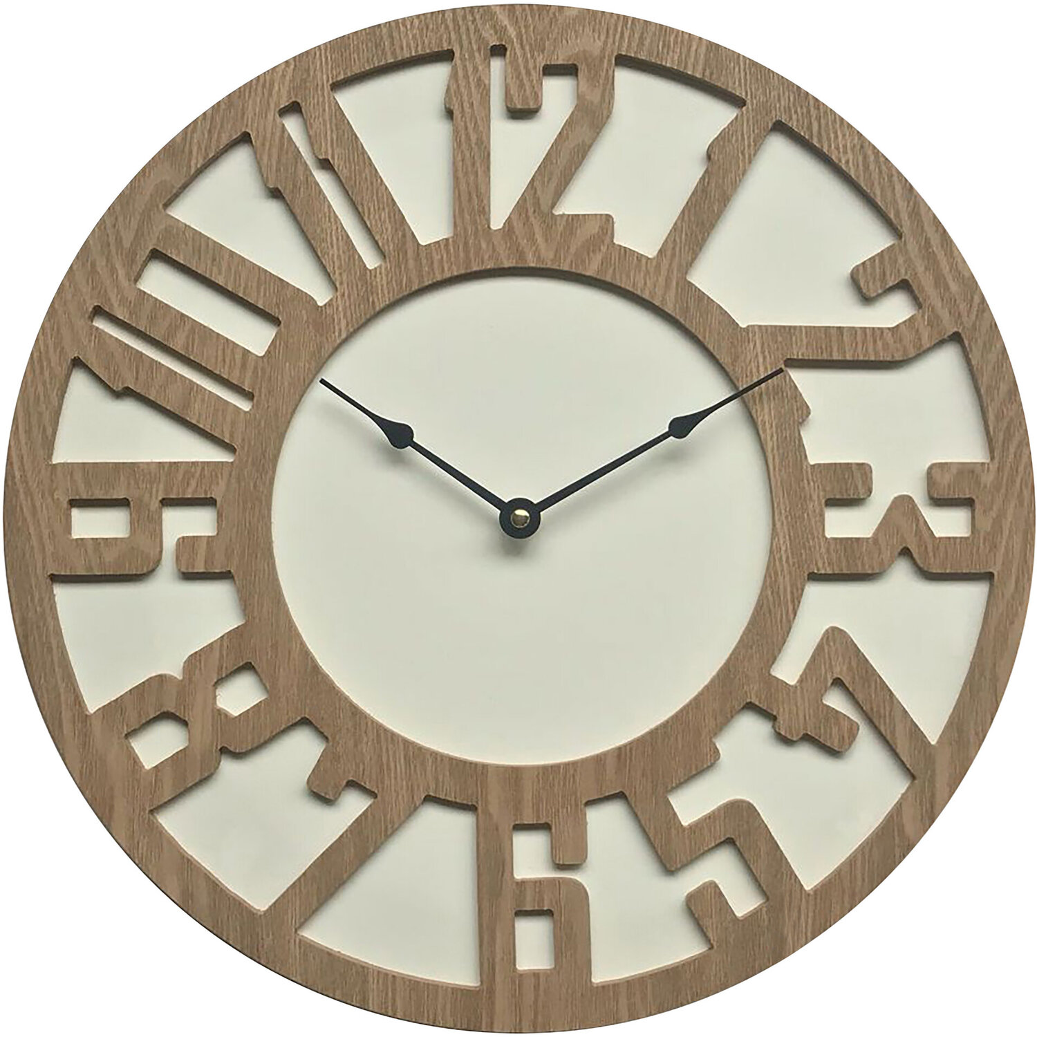 Interiors By Premier Vitus 40Cm Dia Carved Wood Wall Clock - Brown