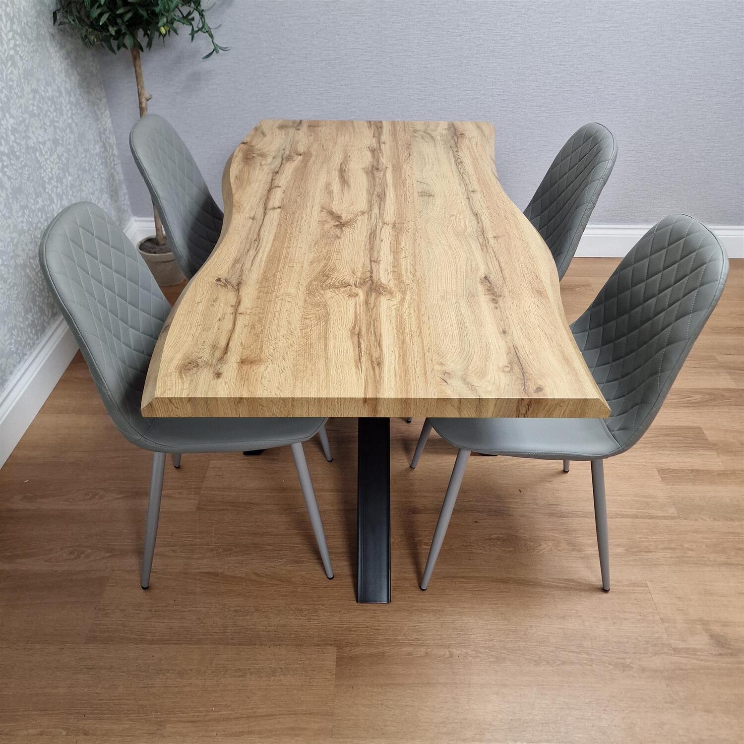 Kosy Koala Dining Table With 4 Grey Gem Chairs Modern Dining Set For Kitchen And Dining Room - Brown