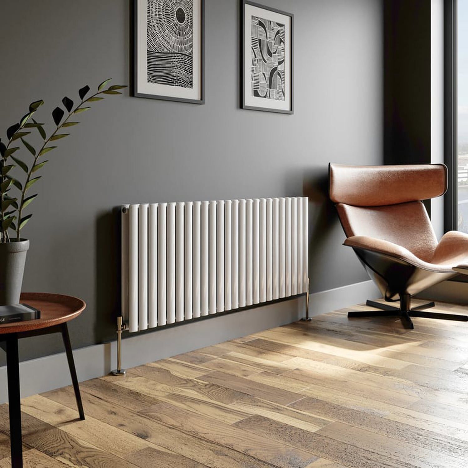 Temprazo Vertical Oval Tube Double Panel Designer Radiator - 1800 X 480Mm White - White / 600Mm / 1440Mm