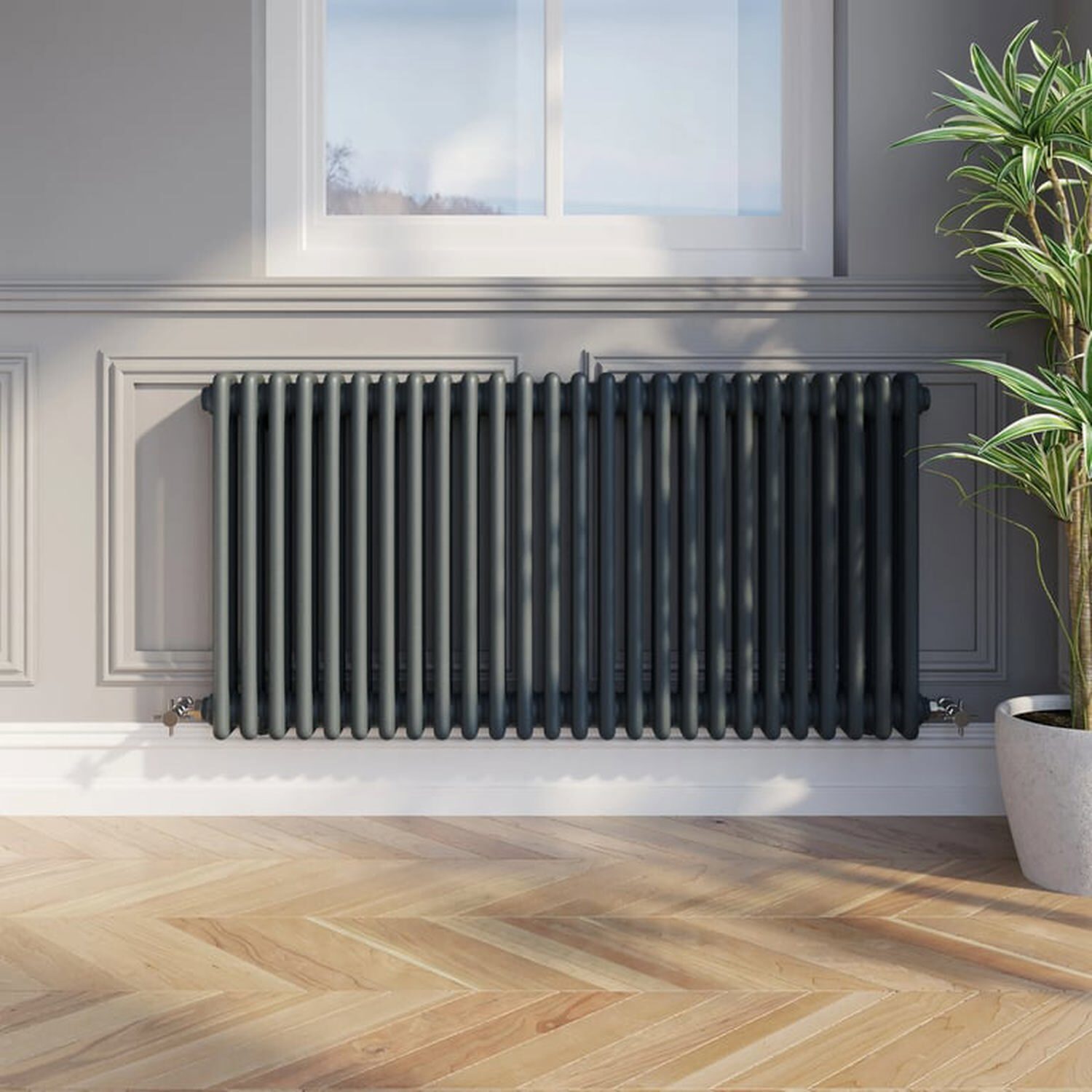 Temprazo Traditional Colosseum Double Bar Column Radiator Anthracite 300 X 1190Mm - Anthracite / 100Mm / 600Mm / 1190Mm