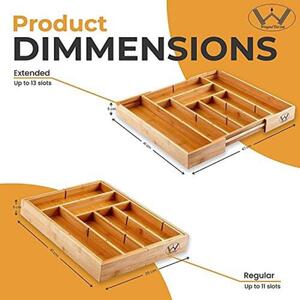 Bamboo Cutlery Tray Wooden Drawer Organiser