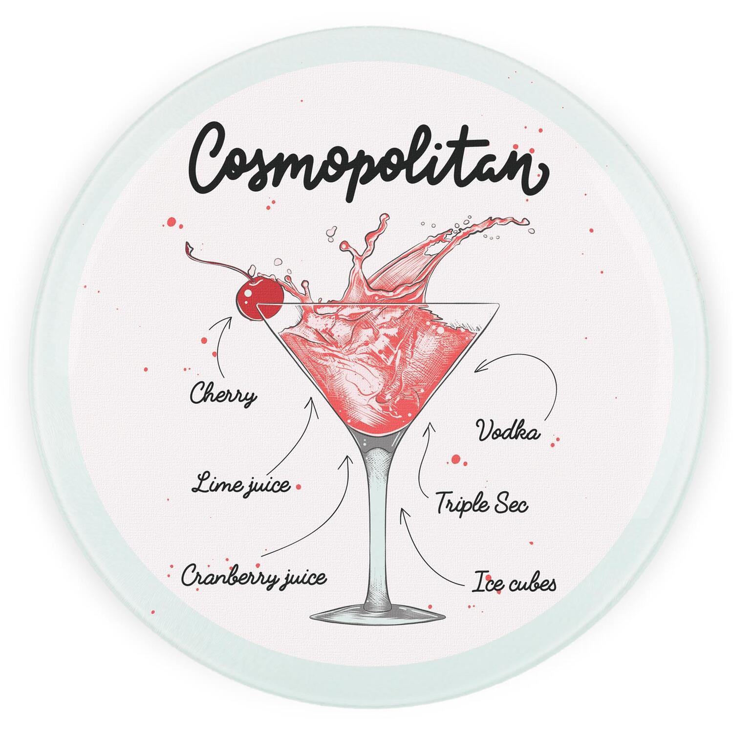 Image of Cosmopolitan Cocktail Round Worktop Protector -&hellip;