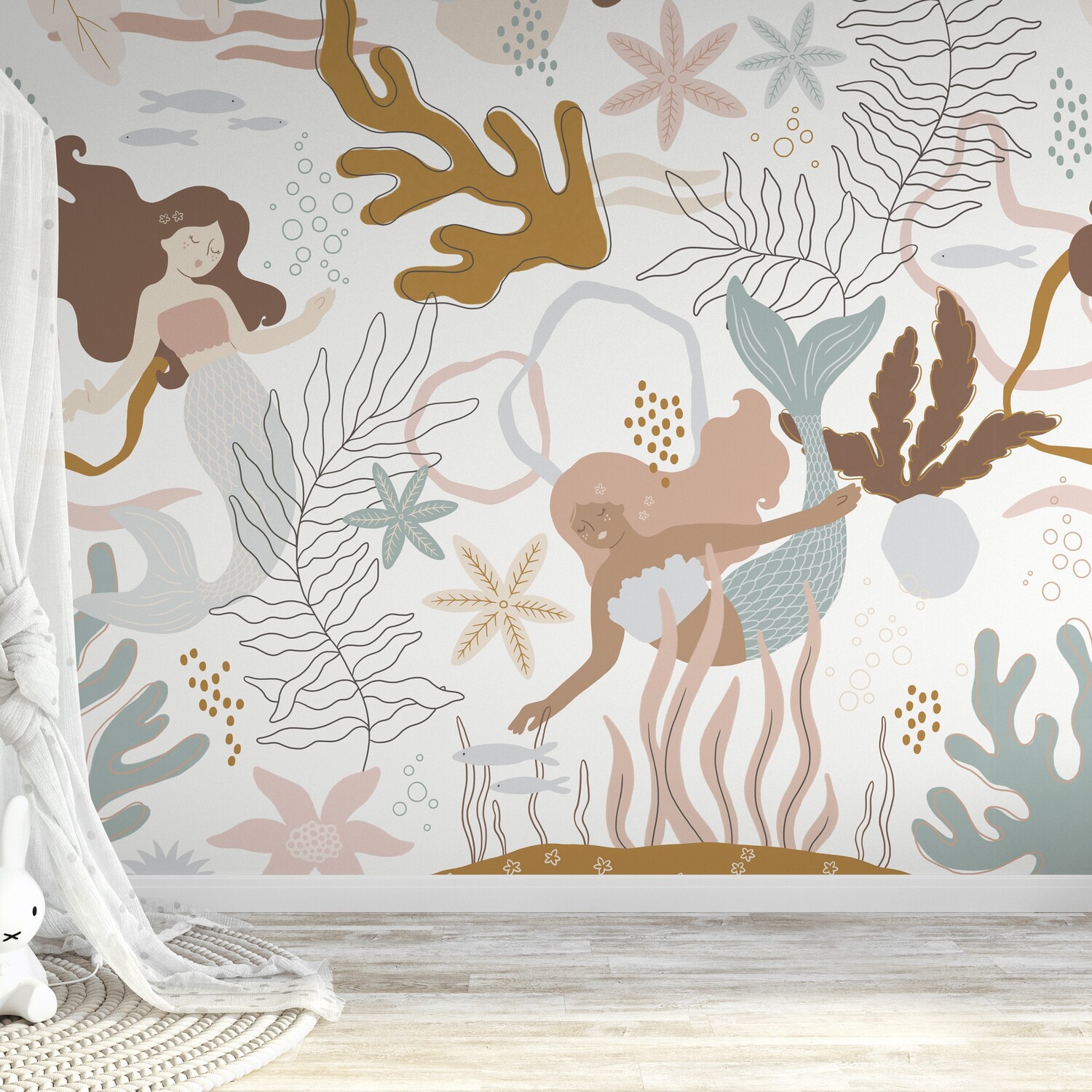 B&Q - Roomblush Nursery Mermaids 6 Lane Repeatable Wallpaper Eco Mural 300 X 285CmPastel - Image 2