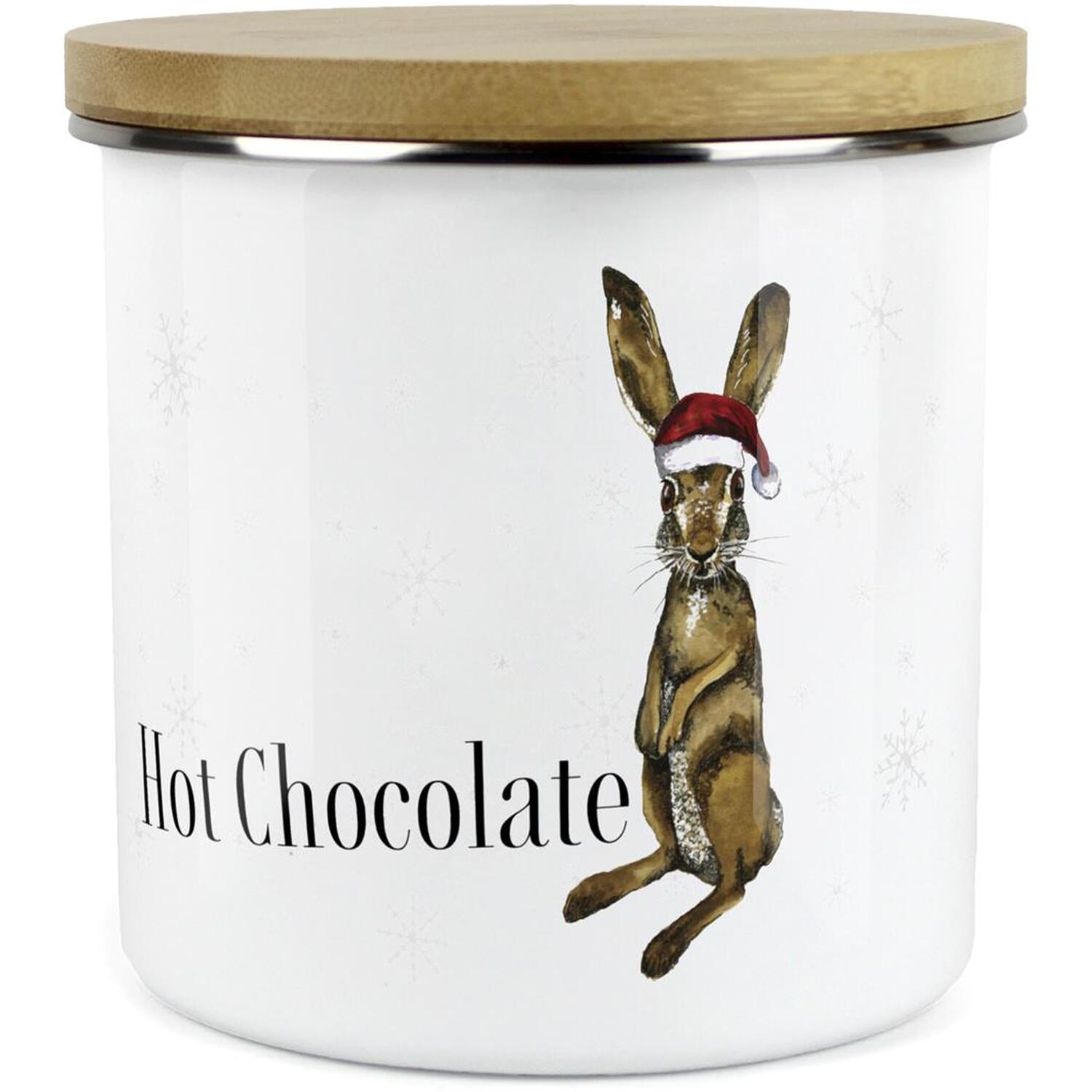 Purely Home Christmas Hare Large Hot Chocolate Canister - White