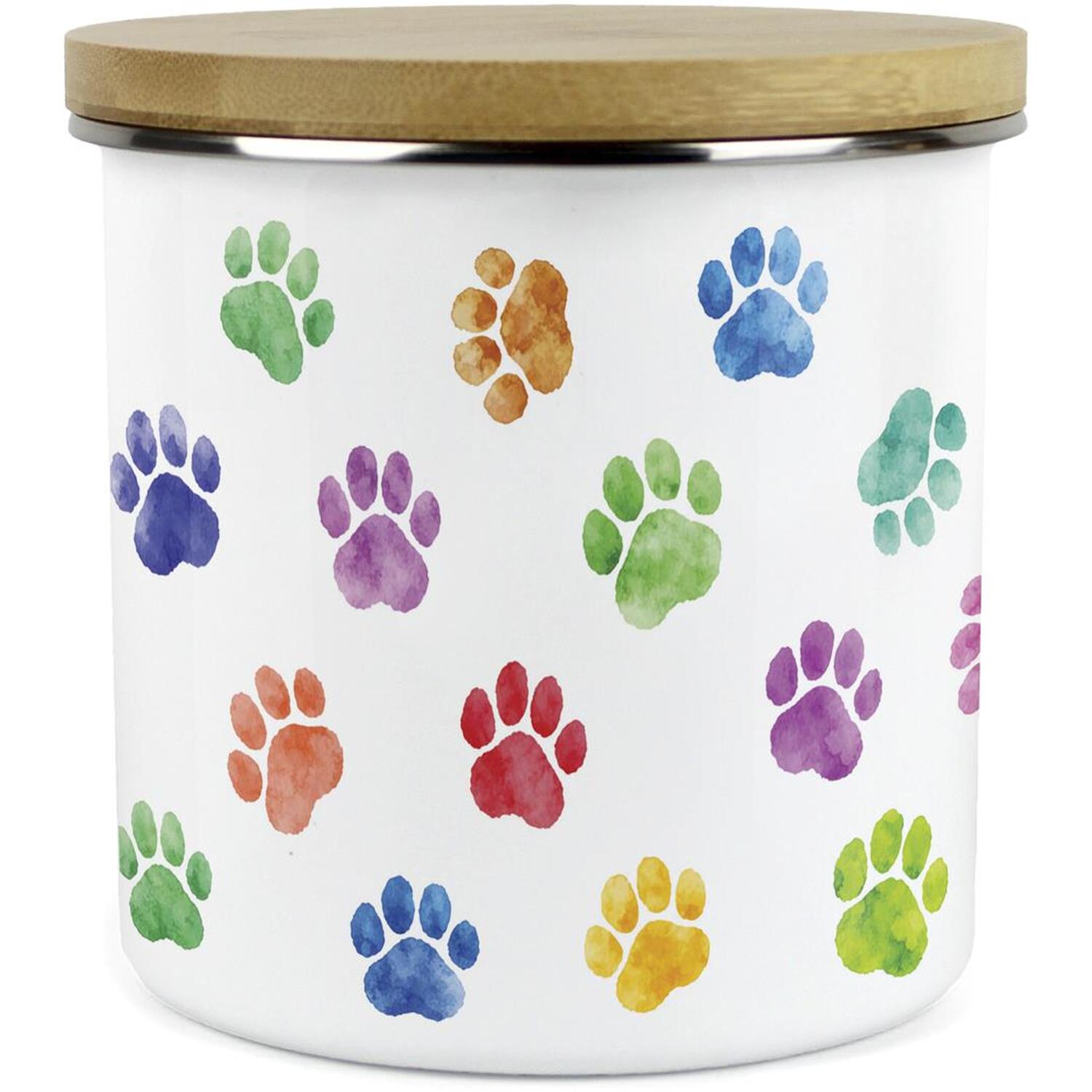 Purely Home Rainbow Paw Prints Storage Canister - White