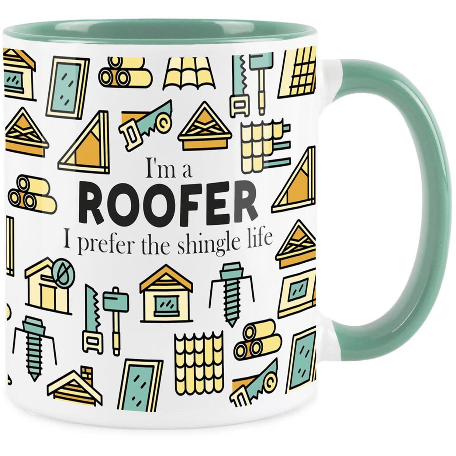 Purely Home Novelty Roofer Turquoise Mug - Coffee/Tea Ceramic Cup Gift - Turquoise