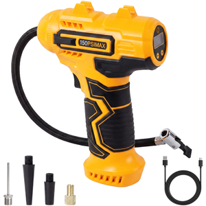 Cordless Car Tyre Inflator 150PSI 2000mAh Yellow ABS